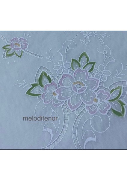 Meiwa Işleme Dantel Görünümlü Kaymaz Dökümlü Pvc Büyük Yuvarlak Muşamba Masa Örtüsü fırsatları