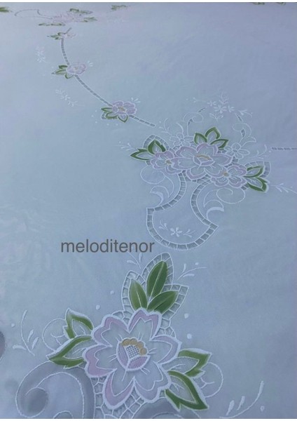 Meiwa Işleme Dantel Görünümlü Kaymaz Dökümlü Pvc Büyük Yuvarlak Muşamba Masa Örtüsü indirimleri