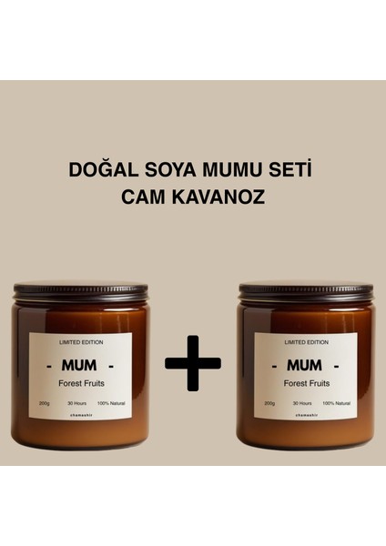 2'li Set Doğal Orman Meyveli Kokulu Soya Mumu – 200G Cam Kavanoz,