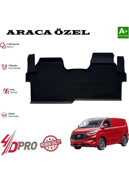 Transit Custom Van Kısa Şase 4d Havuzlu Kavuçuk Paspas 2025 2026 2027
