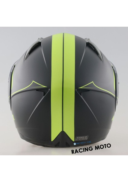 Çene Açılır Sarı Kask (Ece Belgeli) Sticker Hediyeli