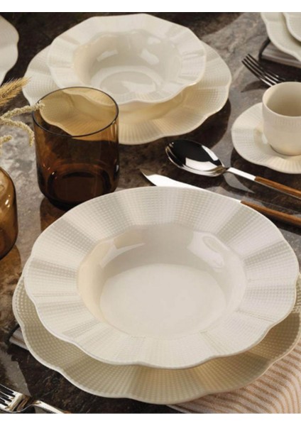 MLN12Y740694 Milena 12 Parça 4 Kişilik Yemek Takımı Krem