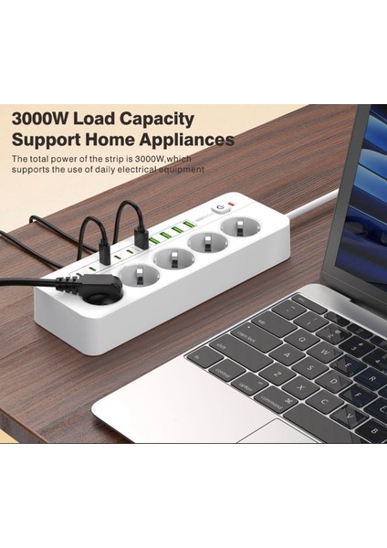 Termal Akım Korumalı Çocuk Kilitli 5 Priz / 5 USB / 5 Type-C Girişli 2 M Kablolu Priz modelleri