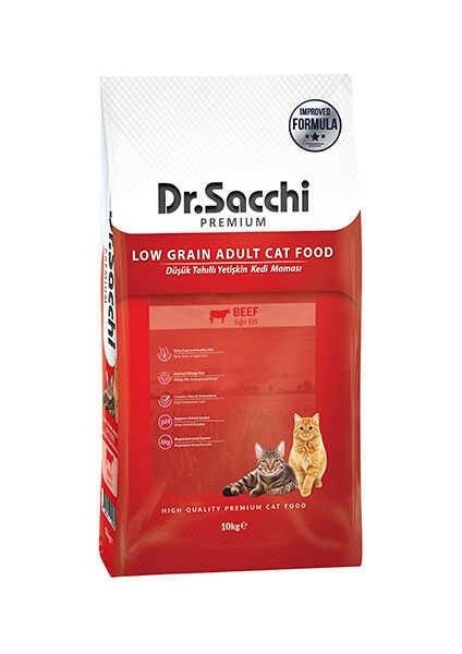 Premium Düşük Tahıllı Sığır Etli Yetişkin Kedi Maması 10 kg
