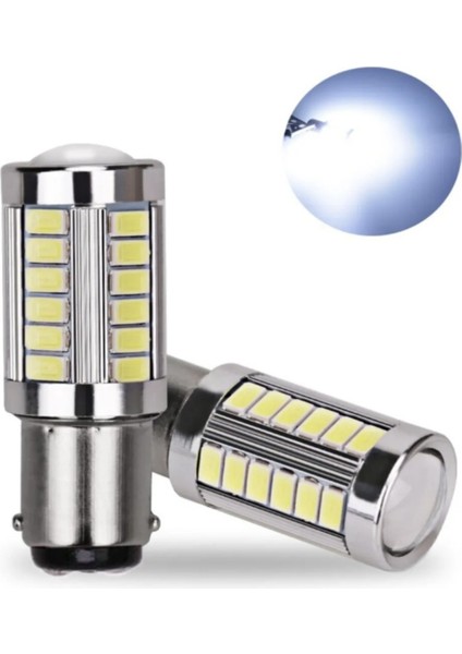 T20 Beyaz Mercekli Model Çift Duylu 33 Ledli Park Ampulü Stop ve Sinyal Ampulü