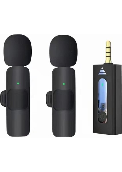 2 Li Yaka Mikrofonu 3.5 mm Jack Uyumlu Kablosuz Mikrofon