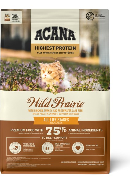 Wild Prairie Tavuklu ve Göl Balıklı Tahılsız Kedi Maması 1.8 kg