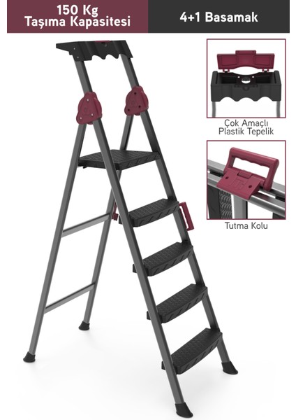 51204 Comfort 4+1 Plastik Basamaklı Merdiven