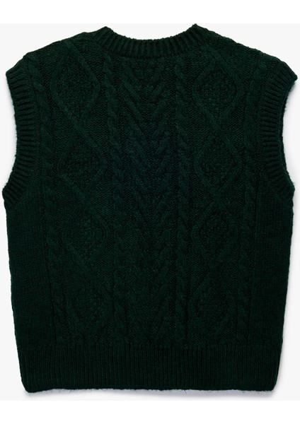 Saç Örgüsü Dokulu Kolsuz Bisiklet Yaka Triko Süveter fiyatları