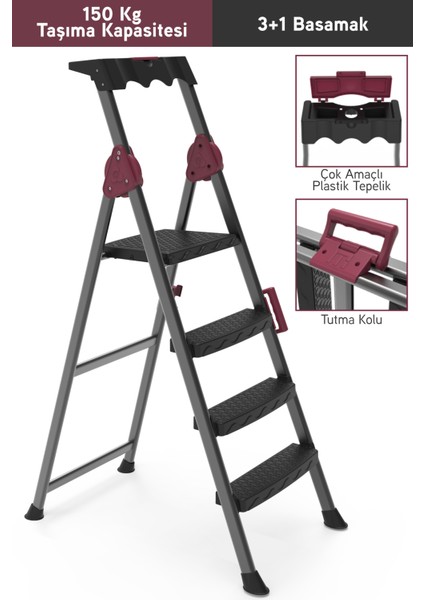 51203 Comfort 3+1 Plastik Basamaklı Merdiven