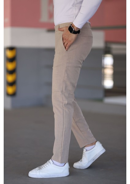 Erkek Kemik Renk Italyan Kesim Slimfit Kumaş Pantolon fiyatları