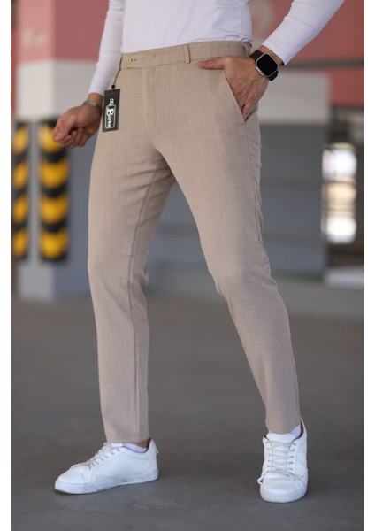 Erkek Kemik Renk Italyan Kesim Slimfit Kumaş Pantolon fırsatları