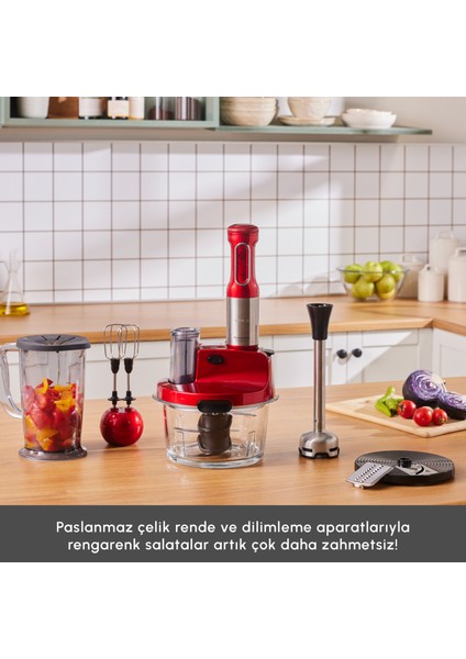 Mastermaid Prosteel Cam Mutfak Robotu Uzun Blender Ayaklı 6 Bıçaklı 2500 W Imperial Red fırsatları