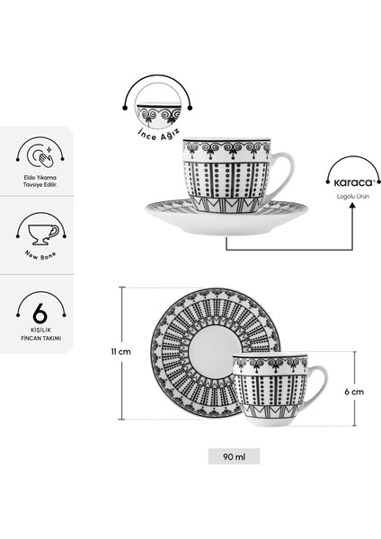 Altos Standlı 6 Kişilik Kahve Fincanı 90 ml fiyatları