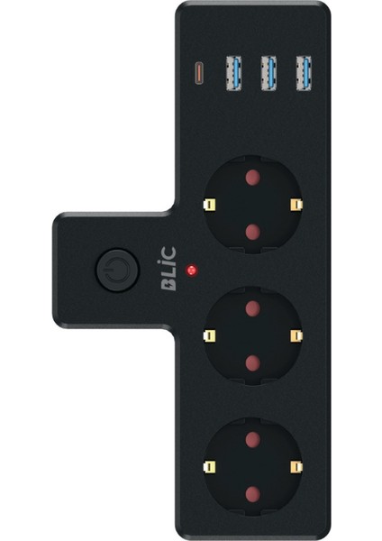 Termal Akım Korumalı 3'lü Priz, 3x Usb,1x Type-C Giriş, Siyah Renk (Kablosuz) fiyatları