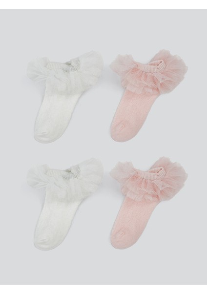 Yeni Sezon Tüllü Kız Bebek Patik Çorap 2'li