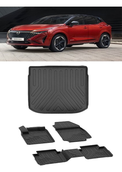 Nissan Qashqai 2022 ve Sonrası Benzin/hybrit 4.5d Paspas 3D Üst Rizline Bagaj Havuzu