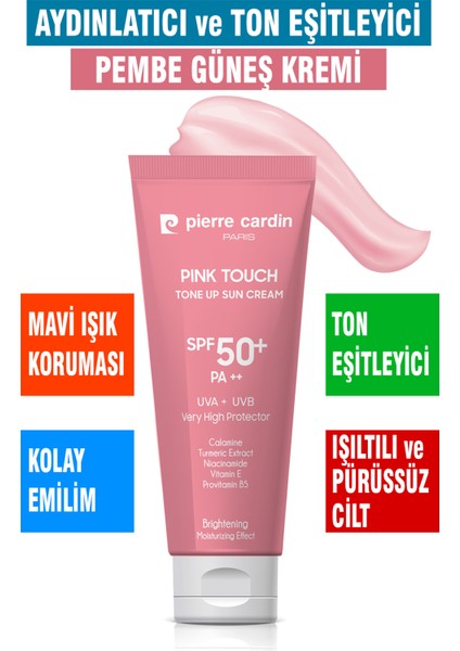 Ton Eşitleyici Yüz Güneş Kremi Pink Touch Tone-Up SPF50+/PA++ – 50 ml fiyatları