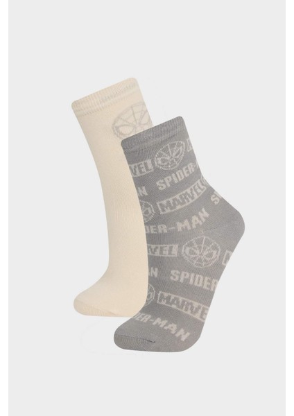 Erkek Çocuk Marvel Spiderman 2'li Pamuklu Uzun Çorap E8325A8NS