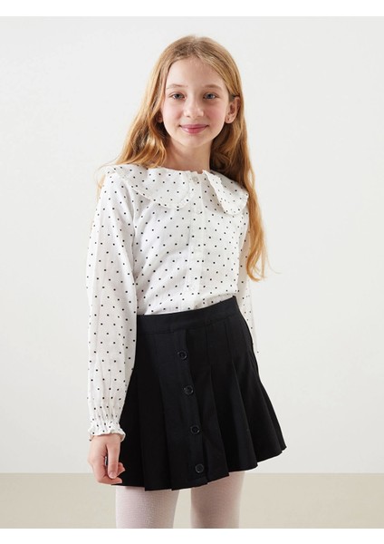 Lcw Kids Ekru Bebe Yaka Puantiyeli Kız Çocuk Gömlek