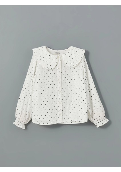 Lcw Kids Ekru Bebe Yaka Puantiyeli Kız Çocuk Gömlek modelleri