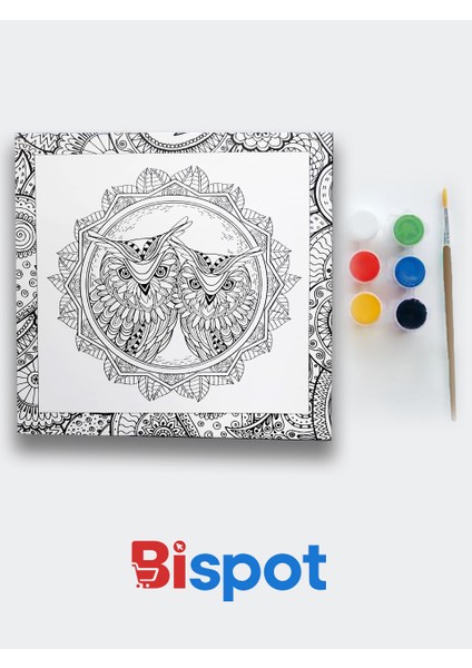 Mandala Tuval Kanvas Tablo Boyama Hobi Seti 36X36 cm