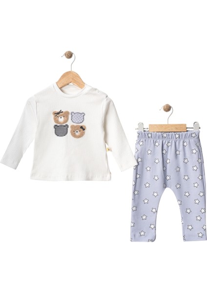 Iki Ip Ayı Nakışlı Yıldızlı Kız Bebek Takım
