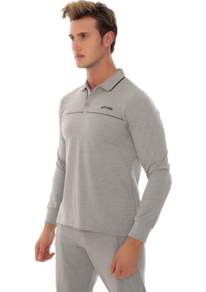 Erkek Polo Yakalı Uzun Kollu T-Shırt Eşofman Takımı