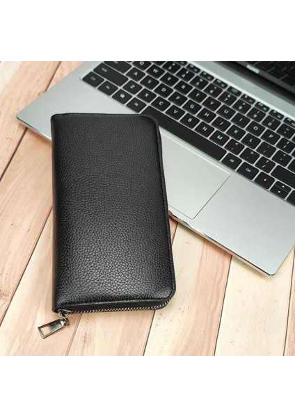 Uzun Erkek Fermuarlı Cüzdan Büyük Kapasiteli Cüzdan Debriyaj (Yurt Dışından)
