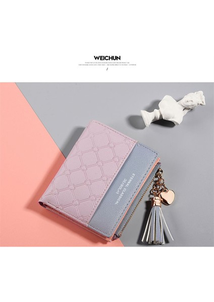 Yeni Bayan Kısa Dikişli Kontrast Renk Cüzdan (Yurt Dışından)