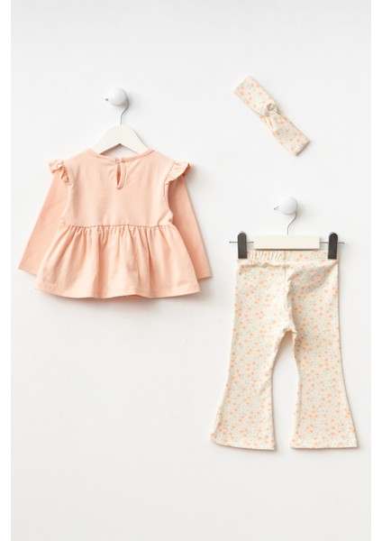 Fiyonk Detaylı Bandanalı Çiçek Baskılı Taytlı Kız Bebek Alt Üst Takım fiyatları