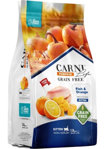Carni Life Pumpkin Tahılsız Yavru Kedi Balık & Portakal 1,5 Kg
