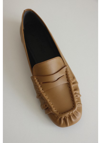 Loafer 2510 - Büzgülü Detaylı Karamel Kadın Loafer fırsatları