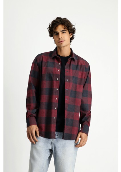 Uzun Kol Regular Fit Spor Pamuk Ekose Oduncu Gömlek modelleri