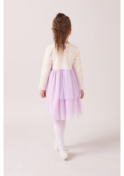 Simli Baskılı Tüllü Kız Çocuk Elbise fiyatları