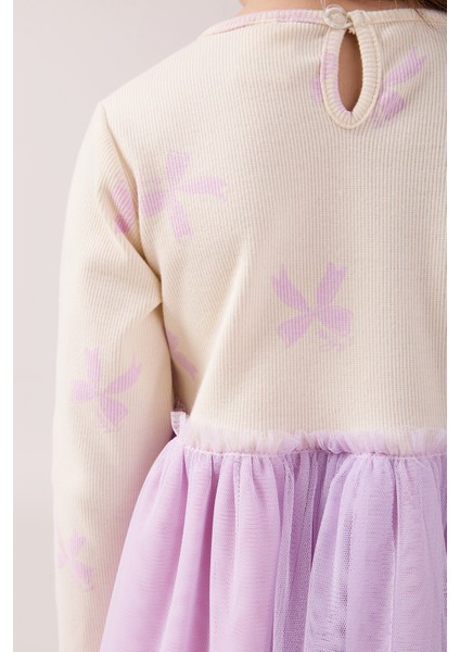 Simli Baskılı Tüllü Kız Çocuk Elbise modelleri