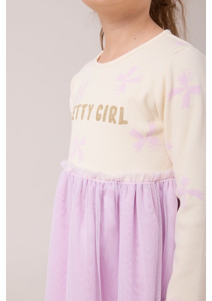 Simli Baskılı Tüllü Kız Çocuk Elbise fırsatları