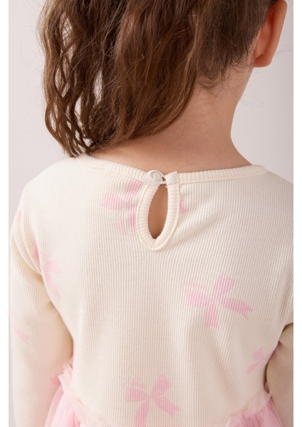 Simli Baskılı Tüllü Kız Çocuk Elbise modelleri