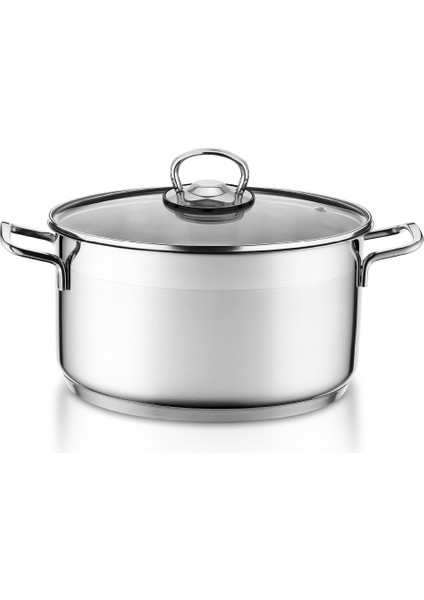 Anett Çelik Derin Tencere 18 x 14 cm Cam Kapaklı