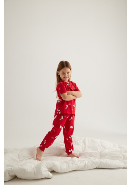Kız Çocuk Pamuklu Kısa Kollu Uzun Pijama Takımı modelleri