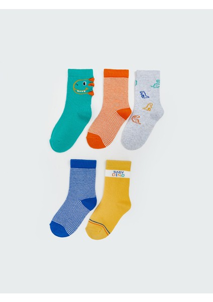 Yeni Sezon Baskılı Erkek Bebek Çorap 5'li
