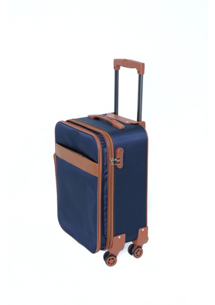 Wordrobe Raflı 4 Teker Çekçekli Lacivert-Taba Küçük Boy Valiz modelleri