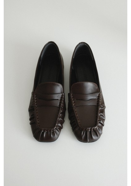 Loafer 2510 - Büzgülü Detaylı Acı Kahve Kadın Loafer modelleri
