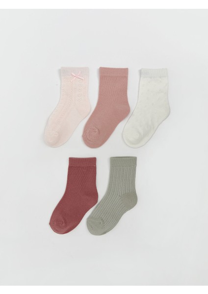 Yeni Sezon Desenli Kız Bebek Soket Çorap 5'li