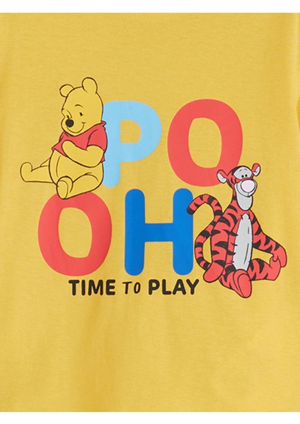 Yeni Sezon Bisiklet Yaka Winnie The Pooh Baskılı Erkek Çocuk Pijama Takım modelleri