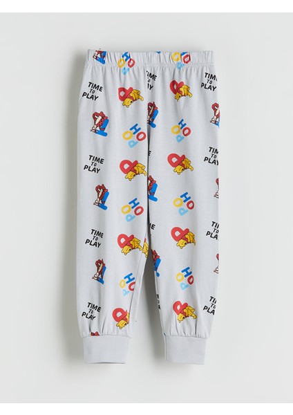 Yeni Sezon Bisiklet Yaka Winnie The Pooh Baskılı Erkek Çocuk Pijama Takım indirimleri