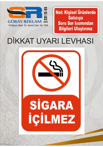 Sigara Içilmez Uyarı Levhası Sigara Içmek Yasaktır