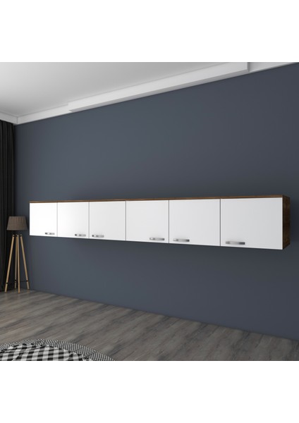 BA132 Gardırop Üst Modülü Çok Amaçlı Dolap Minyatür Ceviz - Beyaz