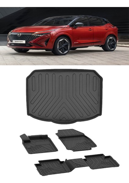 Nissan Qashqai 2022 ve Sonrası Benzin/hybrit 4.5d Paspas 3D Alt Rizline Bagaj Havuzu