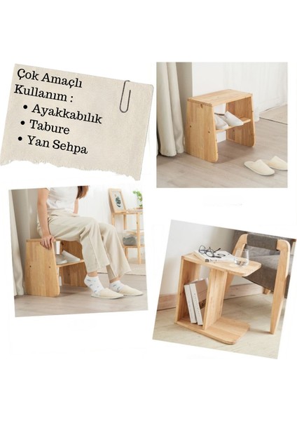 Natural Signature By Macco - Çok Amaçlı C Sehpa - Ayakkabı Rafı Masif Kauçuk modelleri